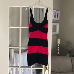 Red and black striped dress